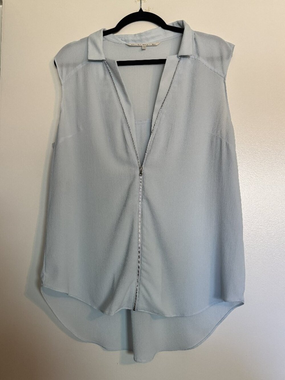 RACHEL Rachel Roy Blue Zip Front High Low Blouse XL